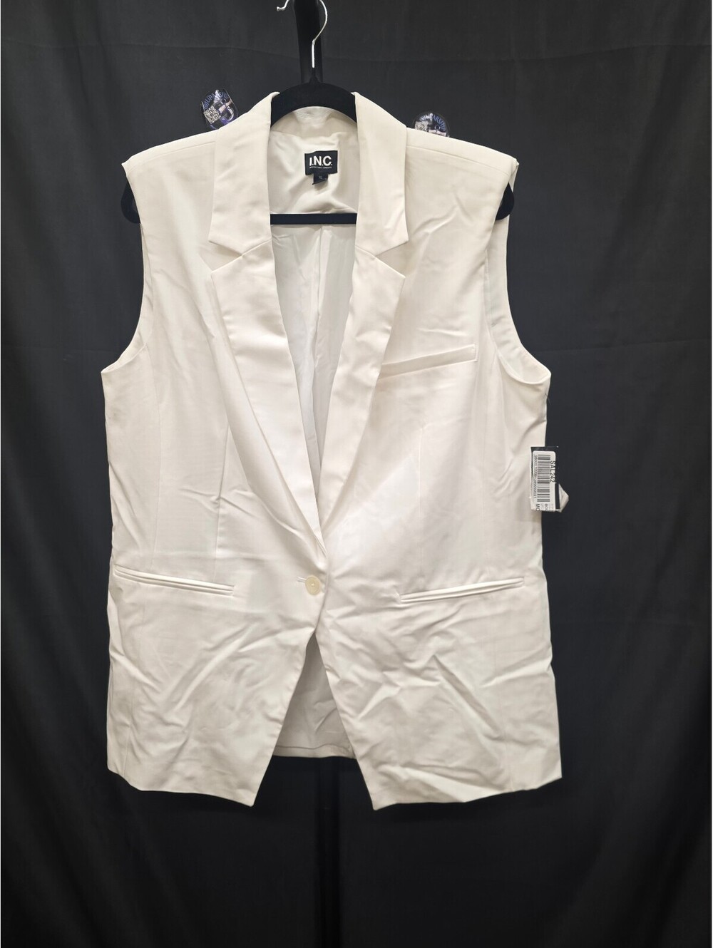 I.N.C. WOMEN’S SLEEVELESS BLAZER BRIGHT WHITE SIZE XL